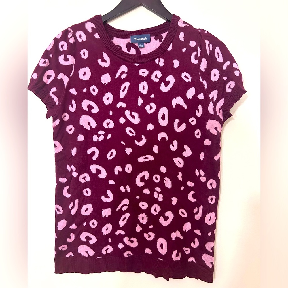 Modcloth leopard print sweater top L Large matching set